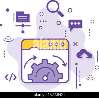 Fast loading Page Accelerator Vector Icon Design, SEO e Digital Marketing Symbol, Webhosting e l'illustrazione di stock di dominio, Website Speed Optimizer Illustrazione Vettoriale