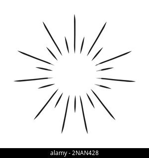 Illustrazione vettoriale di sunburst vintage disegnata a mano. Fuochi d'artificio raggi neri. Vettore Illustrazione Vettoriale