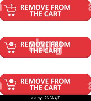 Set di pulsanti di rimozione dal carrello in un design piatto Illustrazione Vettoriale