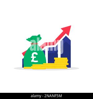 La crescita dei ricavi è pari a una somma di denaro in un design piatto. Illustrazione vettoriale Illustrazione Vettoriale