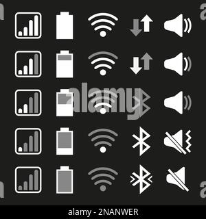 Serie di icone per il sistema del telefono cellulare. Illustrazione vettoriale. Illustrazione Vettoriale