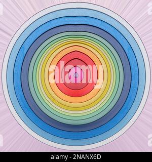 le linee di cerchio colorate astratte si muovano sfocate Foto Stock