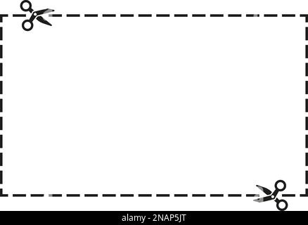 Ritagliare la forma rettangolare del coupon con l'icona a forbice. Illustrazione vettoriale. Illustrazione Vettoriale