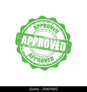 Timbro in gomma verde approvato con grunge in un design piatto Illustrazione Vettoriale