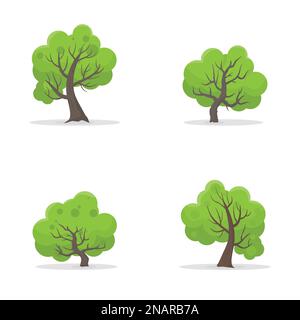 Set di alberi e cespugli Illustrazione Vettoriale