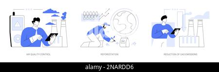 Contenimento delle illustrazioni vettoriali astratte del concetto di riscaldamento globale. Illustrazione Vettoriale