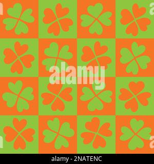 Motivo a quadretti verde e arancione senza cuciture per il giorno di San Patrizio. Illustrazione Vettoriale