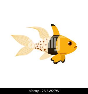 Pesce di mare decorativo, oro. Pesci marini vettoriali isolati su sfondo bianco Illustrazione Vettoriale