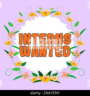 Scrittura a mano di testo interns voluto. Concetto che significa cercare sul tirocinante lavoro part-time studente Foto Stock