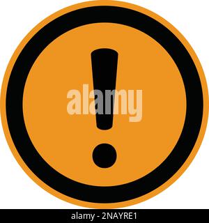 Icona circolare con simboli di avvertenza gialli. Attenzione segnale di pericolo, punto esclamativo, Illustrazione Vettoriale