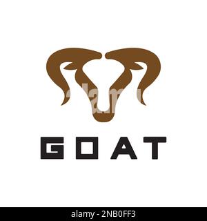 Capra pecora corna idea logo disegno vettore icona illustrazione. Logo simbolo Aries zodiaco Illustrazione Vettoriale