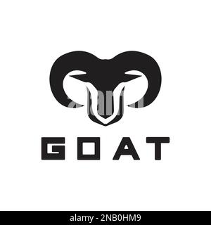 Capra pecora corna idea logo disegno vettore icona illustrazione. Logo simbolo Aries zodiaco Illustrazione Vettoriale