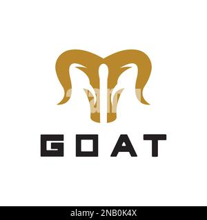 Capra pecora corna idea logo disegno vettore icona illustrazione. Logo simbolo Aries zodiaco Illustrazione Vettoriale