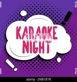 Didascalia di testo che presenta Karaoke Night. Business idea intrattenimento cantare insieme a musica strumentale suonata da una macchina Foto Stock