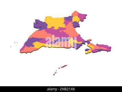 India carta politica delle divisioni amministrative - stati e teritorri sindacali. Mappa vettoriale vuota isometrica 3D in schema a quattro colori. Illustrazione Vettoriale