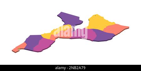 Mozambico mappa politica delle divisioni amministrative - province e capitale di Maputo. Mappa vettoriale vuota isometrica 3D in schema a quattro colori. Illustrazione Vettoriale
