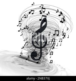 3D illustrazione di note musicali e segni musicali di spartiti musicali astratti.Songs e melodia Concept.Music background design.Musical writing. Foto Stock