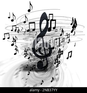 3D illustrazione di note musicali e segni musicali di spartiti musicali astratti.Songs e melodia Concept.Music background design.Musical writing. Foto Stock