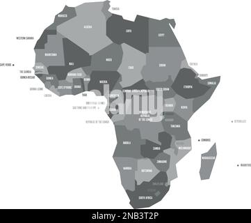 Mappa politica infografica vettoriale dell'Africa molto semplificata. Illustrazione Vettoriale