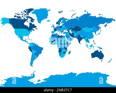 Mappa schematica semplificata del mondo. Carta politica vuota dei paesi con frontiere generalizzate. Semplice illustrazione vettoriale piatta Illustrazione Vettoriale