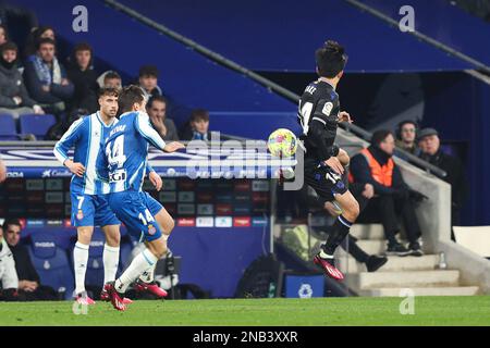 Barcellona, Spagna. 13th Feb, 2023. Partita di calcio spagnola la Liga Espanyol vs Real Sociedad allo stadio RCDE, Barcellona, 13 febbraio 2023 900/Cordon Press *** Didascalia locale *** Credit: CORDON PRESS/Alamy Live News Foto Stock