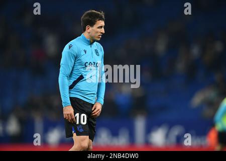 Barcellona, Spagna. 13th Feb, 2023. Oyarzabal (Real Sociedad) durante Espanyol vs Real Sociedad, partita di calcio spagnola la Liga a Barcellona, Spagna, febbraio 13 2023 Credit: Independent Photo Agency/Alamy Live News Foto Stock