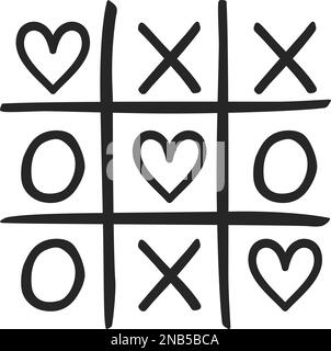 TIC TAC Toe o Nauthights e croci gioco con cuori come concetto per l'amore in illustrazione vettoriale Illustrazione Vettoriale