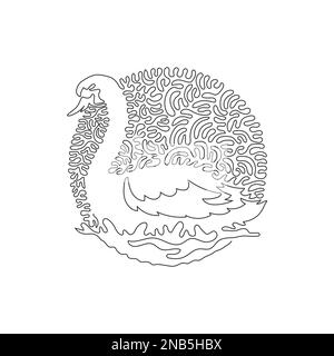 Curva continua disegno di una linea di bel cigno a collo lungo di arte astratta Immagine vettoriale del tratto modificabile a riga singola di Swim Swan con grazia Illustrazione Vettoriale