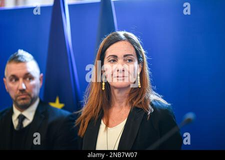 Emilie Freche, scrittrice, durante la cerimonia del Premio Ilan Halimi, che premia i giovani di età inferiore ai 25 anni impegnati nella lotta contro il pregiudizio razzista e antisemita, si è recata al Ministero della Giustizia, a Parigi, in Francia, il 13 febbraio 2023. Foto di Victor Joly/ABACAPRESS.COM Foto Stock