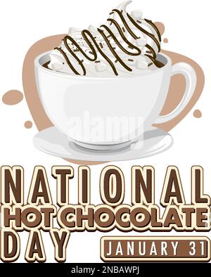 Illustrazione del design della bandiera nazionale del giorno del cioccolato caldo Illustrazione Vettoriale