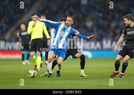 Barcellona, Spagna. 13th Feb, 2023. Sergi Darder (Espanyol) Calcio : Spagnolo 'la Liga Santander' incontro tra RCD Espanyol de Barcelona 2-3 Real Sociedad allo Stadio RCDE di Barcellona, Spagna . Credit: Mutsu Kawamori/AFLO/Alamy Live News Foto Stock