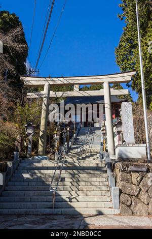 Musashi-Mitake-jinja (santuario), Torii come una forma di porta, trekking sul Monte Mitake, Ome City, Tokyo, Giappone, Asia orientale, Asia Foto Stock