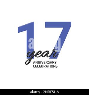 17th° anniversario di celebrazione logo design. Illustrazione di festa del vettore. 3D segno realistico. Decorazione per eventi di festa Illustrazione Vettoriale