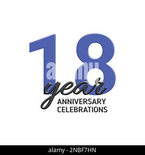 18th° anniversario di celebrazione logo design. Illustrazione di festa del vettore. 3D segno realistico. Decorazione per eventi di festa Illustrazione Vettoriale