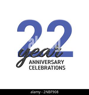 22th° anniversario di celebrazione logo design. Illustrazione di festa del vettore. 3D segno realistico. Decorazione per eventi di festa Illustrazione Vettoriale