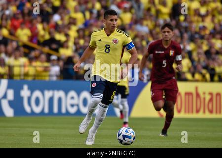 Bogota, Colombia il 12 febbraio 2023. Gustavo Puerta della Colombia durante la partita del torneo sudamericano U-20 Conmebol tra Colombia e Venezuela, a Bogotà, Colombia, il 12 febbraio 2023. Foto di: Cristian Bayona/Long Visual Press Foto Stock