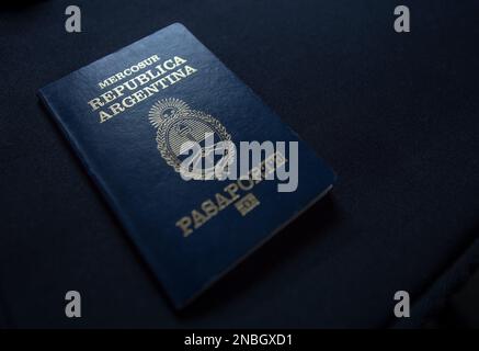 Buenos Aires, Argentina. 13th Feb, 2023. Un passaporto argentino può essere visto su una scrivania. Credit: Florencia Martin/dpa/Alamy Live News Foto Stock