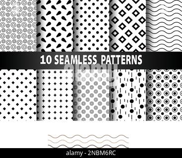 Raccolta di motivi geometrici minimalistici senza giunture. Illustrazione Vettoriale