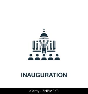 Icona inaugurazione. Semplice segnale monocromatico dalla raccolta delle elezioni. Icona di inaugurazione per logo, modelli, web design e infografica. Illustrazione Vettoriale