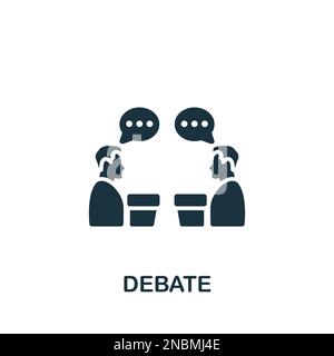 Icona dibattito. Semplice segnale monocromatico dalla raccolta delle elezioni. Icona del dibattito per logo, modelli, web design e infografiche. Illustrazione Vettoriale