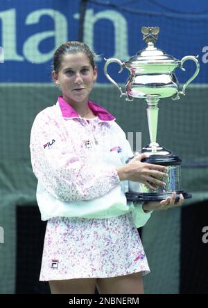 Australian Open Tennis Championships 1991 Monica Seles Ladies Champion Photo by Tony Henshaw Archive Foto Stock