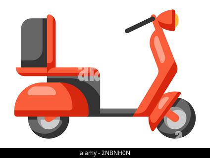 Illustrazione dello scooter rosso. Moto elettrica mobile. Illustrazione Vettoriale