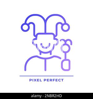 Icona vettore lineare gradiente perfetto pixel Jester Illustrazione Vettoriale