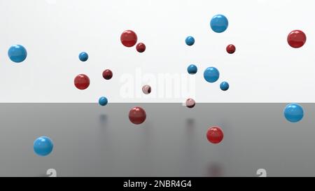 3d rappresentazione di palline che galleggiano in una stanza. Concetto di rendering di Studio con oggetti 3D. Foto Stock
