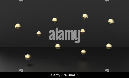3d rappresentazione di palline che galleggiano in una stanza. Concetto di rendering di Studio con oggetti 3D. Foto Stock