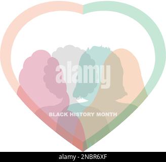 Black History home poster, illustrazione di persone in piedi fianco a fianco insieme nel telaio. colori pastello Illustrazione Vettoriale
