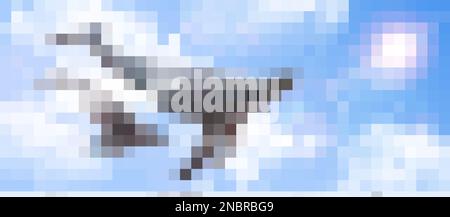 Due balene che volano in nuvole contro il cielo azzurro soleggiato sfondo realisticamente composizione vettore illustrazione Illustrazione Vettoriale