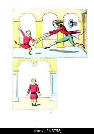 La storia di Little Suck-a-Thumb dalla versione tedesca originale del libro ' Der Struwelpeter : oder lustige Geschichten und drollige Bilder : für Kinder von 3-6 Jahren ' [ Shockheaded Peter : o storie divertenti e immagini divertenti : Per bambini da 3-6 anni ] di Hoffmann, Heinrich, 1809-1894 Data di pubblicazione 1879 Editore Philadelphia : Kohler Pub. Co. Foto Stock