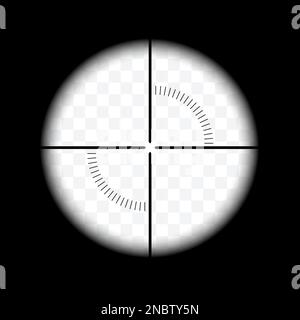 Vista realistica del fucile da caccia o cecchino con reticolo e sfondo trasparente - vettore mirino Illustrazione Vettoriale