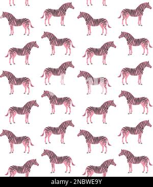 Motivo vettoriale senza cuciture di zebra piatta rosa Illustrazione Vettoriale